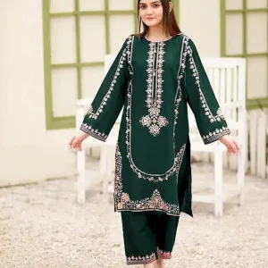 2 Pcs Women's Unstitched Embroidered Suit