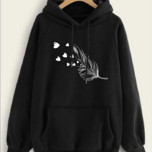 Women's Stitched Fleece Printed Pullover Hoodie