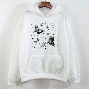 Women's Stitched Fleece Printed Pullover Hoodie