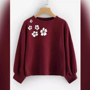 Women's Stitched Fleece Printed Sweat Shirt