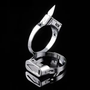 Stainless Steel Self-Defense Ring with Hidden Blade – Adjustable Mini Knife Ring for Personal Safety