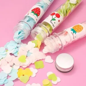 100 PCS Disposable Flower Paper Soap With Portable Tube Bottle – Multi-Color Travel Soap Sheets For Hand Washing, Camping, And Outdoor Use ( Random Color )