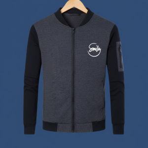 New Winter Collection Charcoal Grey “Smile” Printed Zipper Jacket for Men & Boys