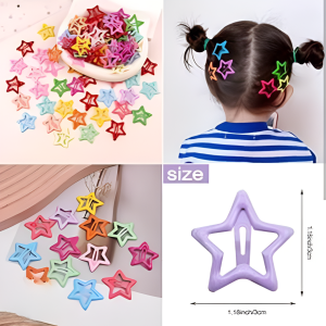 Pack Of 4 Star Shape Hair Clips For Girls – Cute And Colourful Hair