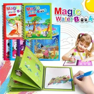 Magic Water Book Painting Drawing Colouring Book With Magic Water Pen ( Random Design )