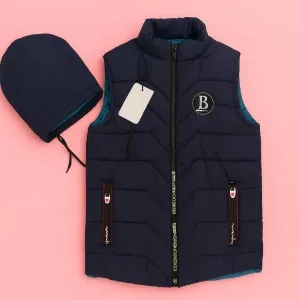 1 Pc Men's Parachute Printed Sleeveless Jacket Blue Color