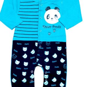 2 Pcs Unisex Stitched Denim Printed Romper Set Blue color