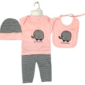 4 Pcs New Born Set Unisex Pink color