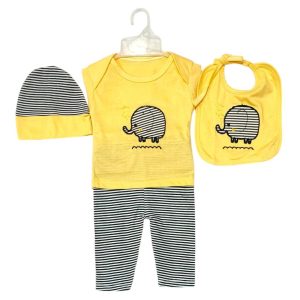 4 Pcs New Born Set Unisex Yellow color