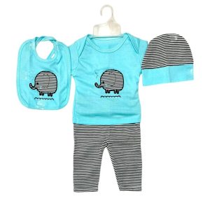 4 Pcs New Born Set Unisex Blue color