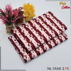 2 Pcs Women's Unstitched Printed Suit (maroon)